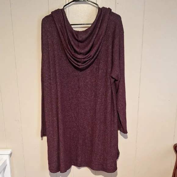 Xersion Women's Burgundy Open Front Hooded Cardigan Size PXXL - Picture 4 of 5